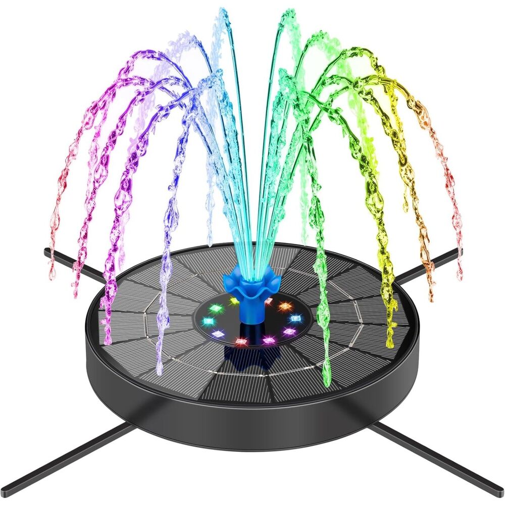 SEIRMEP Solar Fountain Pump with 3 Spray Height Adjustments, Upgraded Glass